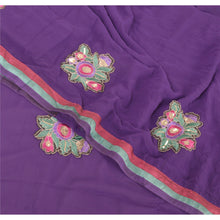 Load image into Gallery viewer, Sanskriti Vintage Traditional Sarees Purple Georgette Embroidered Sari Blouse Pc
