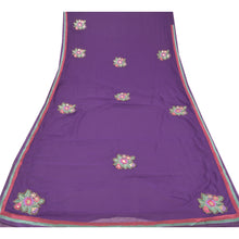 Load image into Gallery viewer, Sanskriti Vintage Traditional Sarees Purple Georgette Embroidered Sari Blouse Pc
