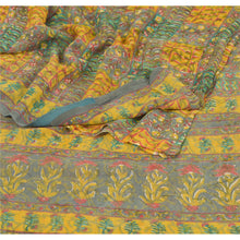 Load image into Gallery viewer, Sanskriti Vintage Saree Green Printed Sari Pure Georgette Silk Soft Craft Fabric
