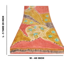 Load image into Gallery viewer, Sanskriti Vintage Mustard Saree Printed Sari Blend Georgette 5 YD Craft Fabric
