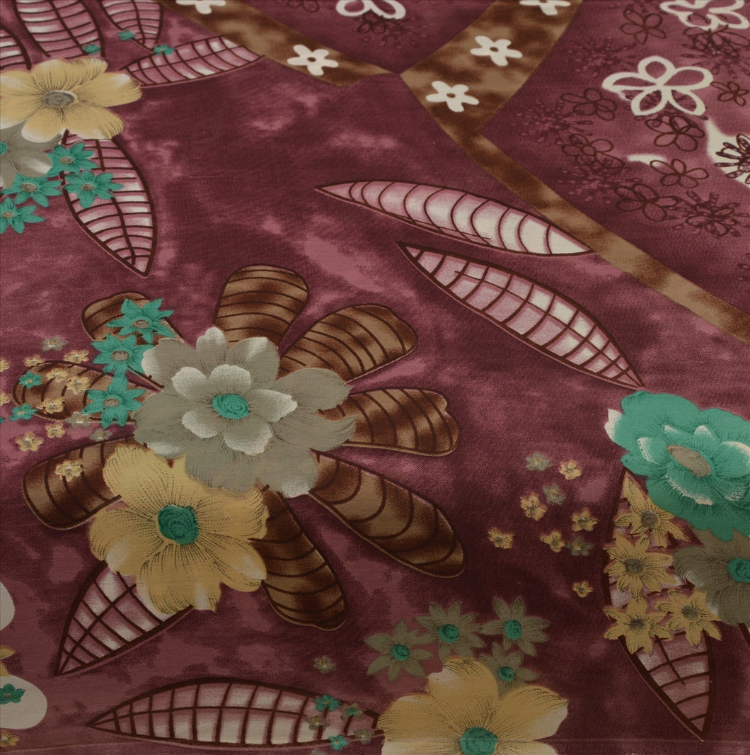 Sanskriti Vintage Brown Saree Blend Georgette Printed Sari Craft Decor Fabric