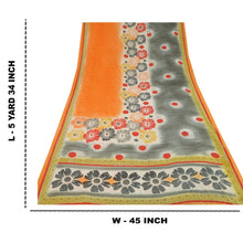 Load image into Gallery viewer, Sanskriti Vintage Indian Orange Saree Printed Sari Georgette 5YD Craft Fabric
