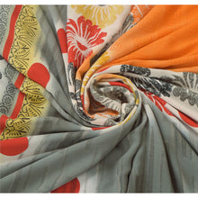 Load image into Gallery viewer, Sanskriti Vintage Indian Orange Saree Printed Sari Georgette 5YD Craft Fabric
