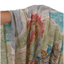 Load image into Gallery viewer, Sanskriti Vintage Green Indian Sarees Printed Sari Pure Georgette Silk Fabric
