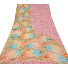Load image into Gallery viewer, Sanskriti Vintage Pink Sarees Printed Sari Pure Georgette Silk 5YD Craft Fabric
