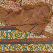 Load image into Gallery viewer, Sanskriti Vinatage Sanskriti Vintage Cream Saree Printed Sari Blend Georgette 5YD Soft Craft Fabric
