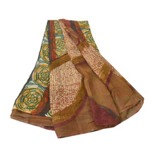 Load image into Gallery viewer, Sanskriti Vinatage Sanskriti Vintage Cream Saree Printed Sari Blend Georgette 5YD Soft Craft Fabric
