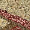 Sanskriti Vintage Indian Sari Cream Printed Georgette Sarees Craft 5 Yd Sustainable Fabric
