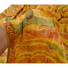 Load image into Gallery viewer, Sanskriti Vintage Sarees Mustard Printed Blend Georgette Sari Craft Fabric
