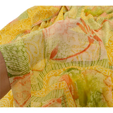 Load image into Gallery viewer, Sanskriti Vintage Indian Sari Yellow Printed Blend Georgette Sarees Craft Fabric
