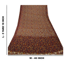 Load image into Gallery viewer, Sanskriti Vintage Dark Red Sarees Chiffon Silk Printed Sari Craft 5 Yard Fabric
