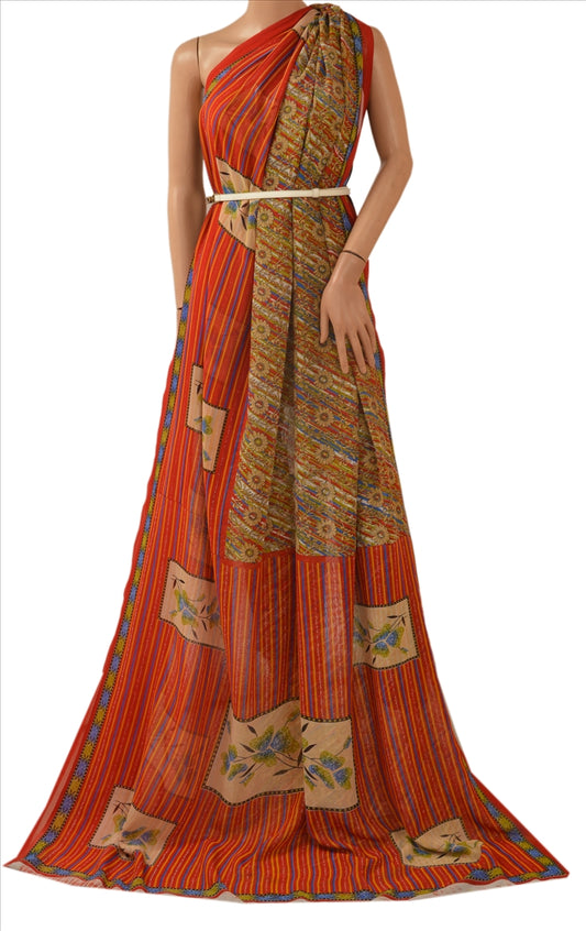 Sanskriti Vintage Saree Blend Georgette Printed Sari Craft Decor 5 Yard Sustainable Fabric