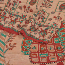 Load image into Gallery viewer, Sanskriti Vintage Indian Sari Peach Printed Blend Georgette Sarees Craft Fabric
