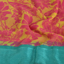 Load image into Gallery viewer, Sanskriti Vintage Indian Sari Yellow Printed Georgette Sarees Craft 5 YD Fabric
