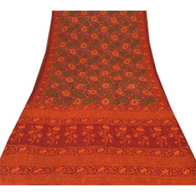 Load image into Gallery viewer, Sanskriti Vintage Dark Red Sari Printed Blend Georgette Sarees Craft Fabric
