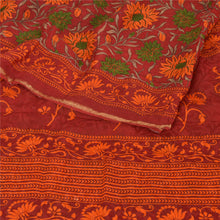 Load image into Gallery viewer, Sanskriti Vintage Dark Red Sari Printed Blend Georgette Sarees Craft Fabric
