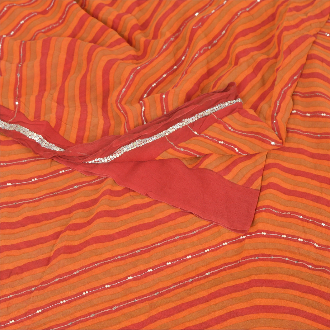 Sanskriti Vintage Leheria Sarees Pure Georgette Silk Printed Fabric Craft Sari