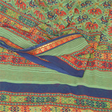 Load image into Gallery viewer, Sanskriti Vintage Green Sarees Georgette Printed Fabric Craft 5 YD Sari
