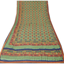 Load image into Gallery viewer, Sanskriti Vintage Green Sarees Georgette Printed Fabric Craft 5 YD Sari
