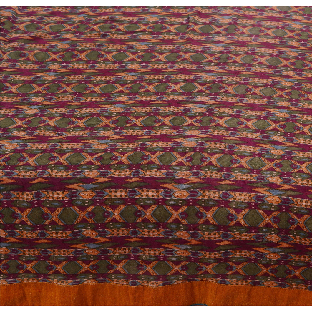 Sanskriti Vintage Saree Pure Georgette Silk Printed Sari Craft Decor Fabric
