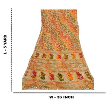 Load image into Gallery viewer, Sanskriti Vintage Cream Sari Blend Georgette Printed Fabric Craft Decor Sari
