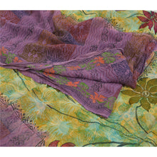 Load image into Gallery viewer, Sanskriti Vintage Purple Indian Sari Blend Georgette Printed Fabric Craft Sarees
