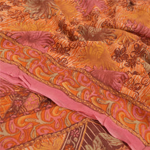 Load image into Gallery viewer, Sanskriti Vintage Saffron Sarees Blend Georgette Printed Fabric Craft Decor Sari
