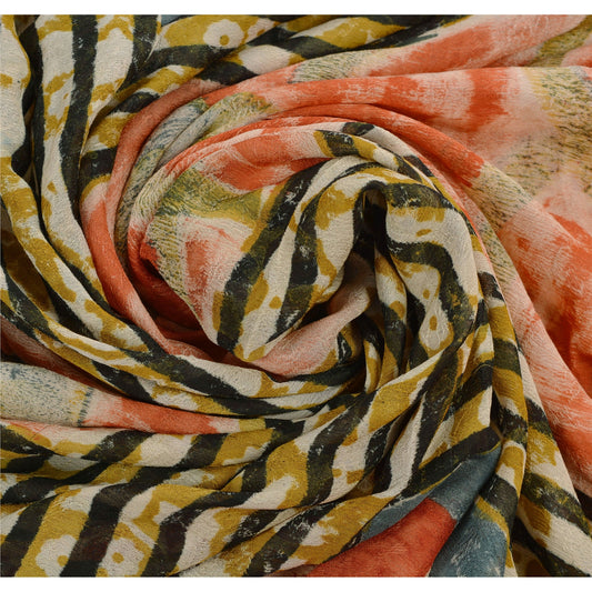 Sanskriti Vintage Saree Blend Georgette Floral Printed Sari Craft Decor Sustainable Fabric