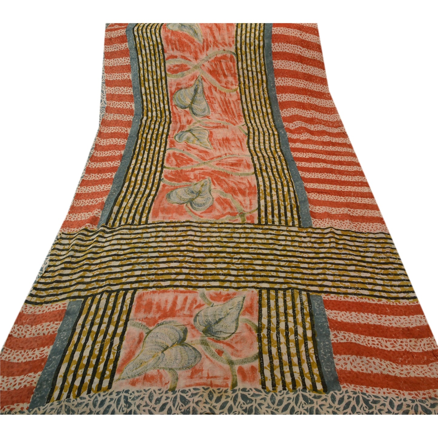 Sanskriti Vintage Saree Blend Georgette Floral Printed Sari Craft Decor Sustainable Fabric