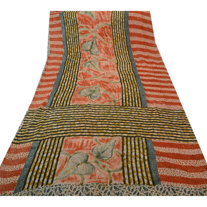 Sanskriti Vintage Saree Blend Georgette Floral Printed Sari Craft Decor Sustainable Fabric