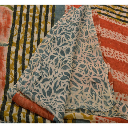 Sanskriti Vintage Saree Blend Georgette Floral Printed Sari Craft Decor Sustainable Fabric