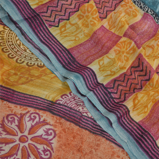 Sanskriti Vintage Indian Sari Blend Georgette Sustainable Fabric Craft Printed Decor Sarees