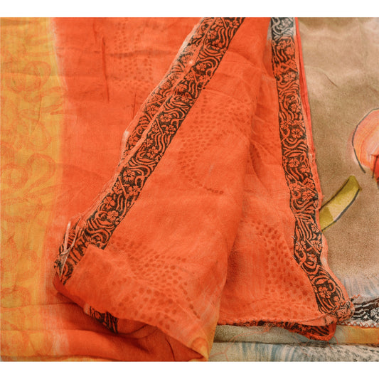 Sanskriti Vintage Saree Pure Georgette Silk Printed Sari Craft Decor Sustainable Fabric