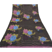 Load image into Gallery viewer, Sanskriti Vintage Black Saree Georgette Digital Printed Blouse Pc Sari Fabric
