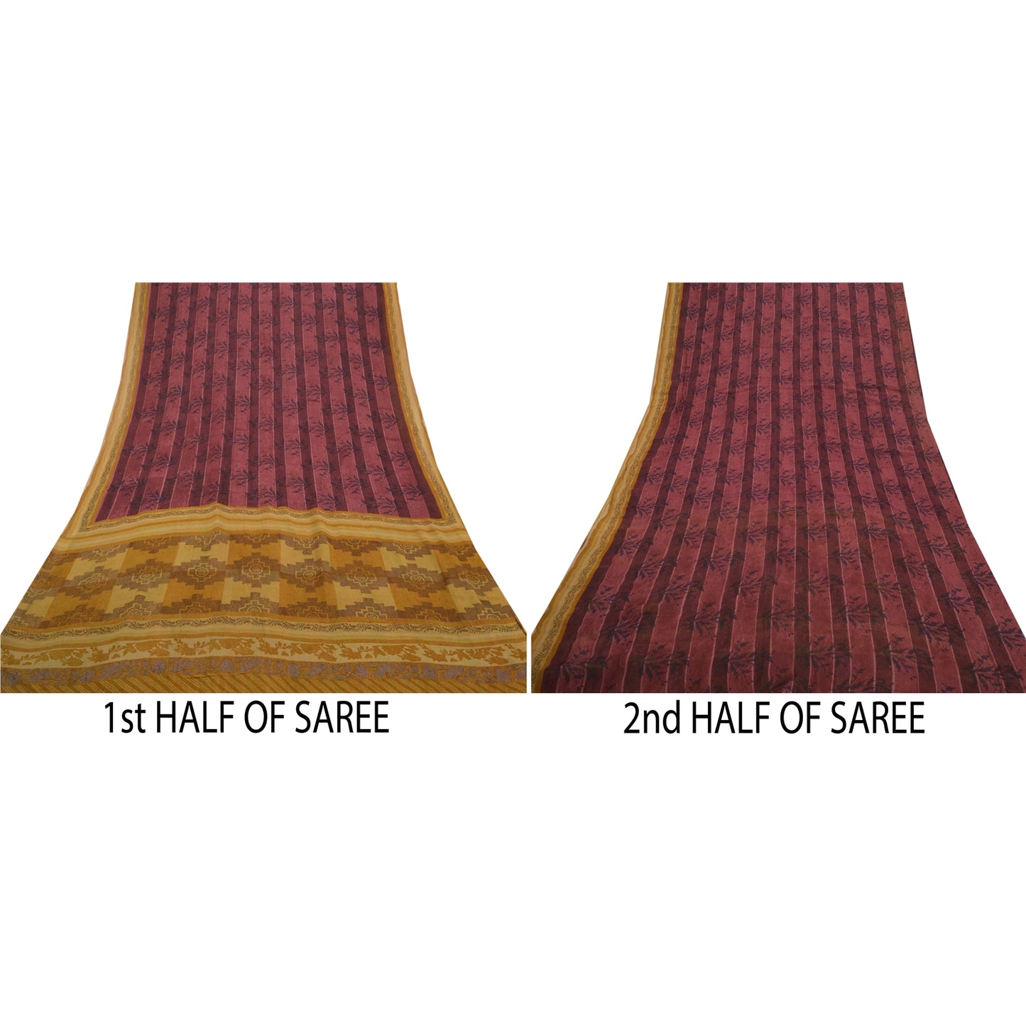 Sanskriti Vintage Purple Sarees Pure Georgette Silk Printed Sari Craft Sustainable Fabric