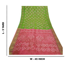 Load image into Gallery viewer, Sanskriti Vintage Green Saree Blend Georgette Bandhani Printed Sari Craft Fabric
