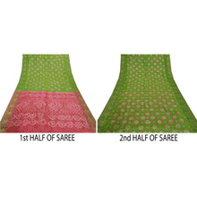Load image into Gallery viewer, Sanskriti Vintage Green Saree Blend Georgette Bandhani Printed Sari Craft Fabric
