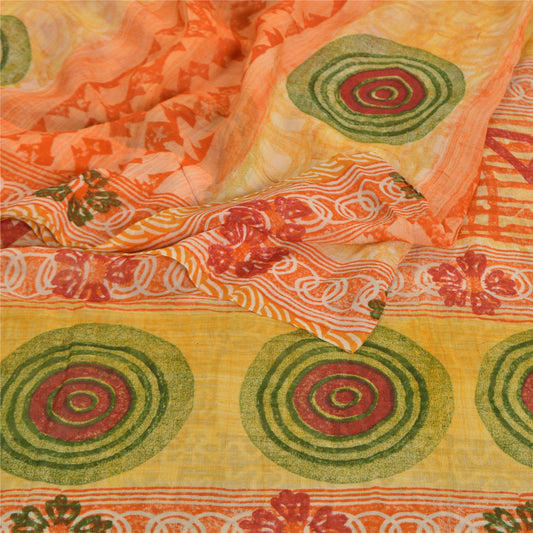 Sanskriti Vintage Sarees Blend Georgette Printed Sari 5 Yard Decor Craft Sustainable Fabric