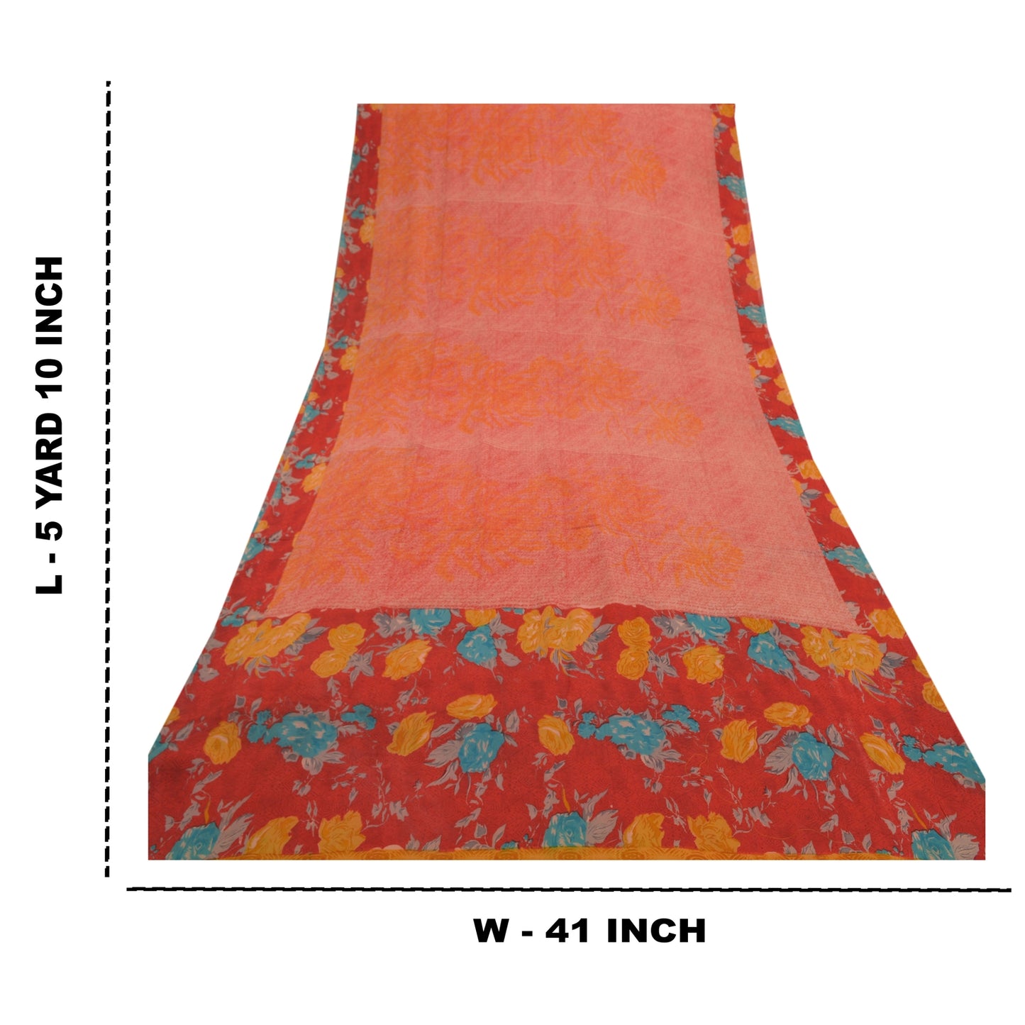Sanskriti Vintage Red Sarees Pure Georgette Silk Printed Sari Soft Craft Sustainable Fabric