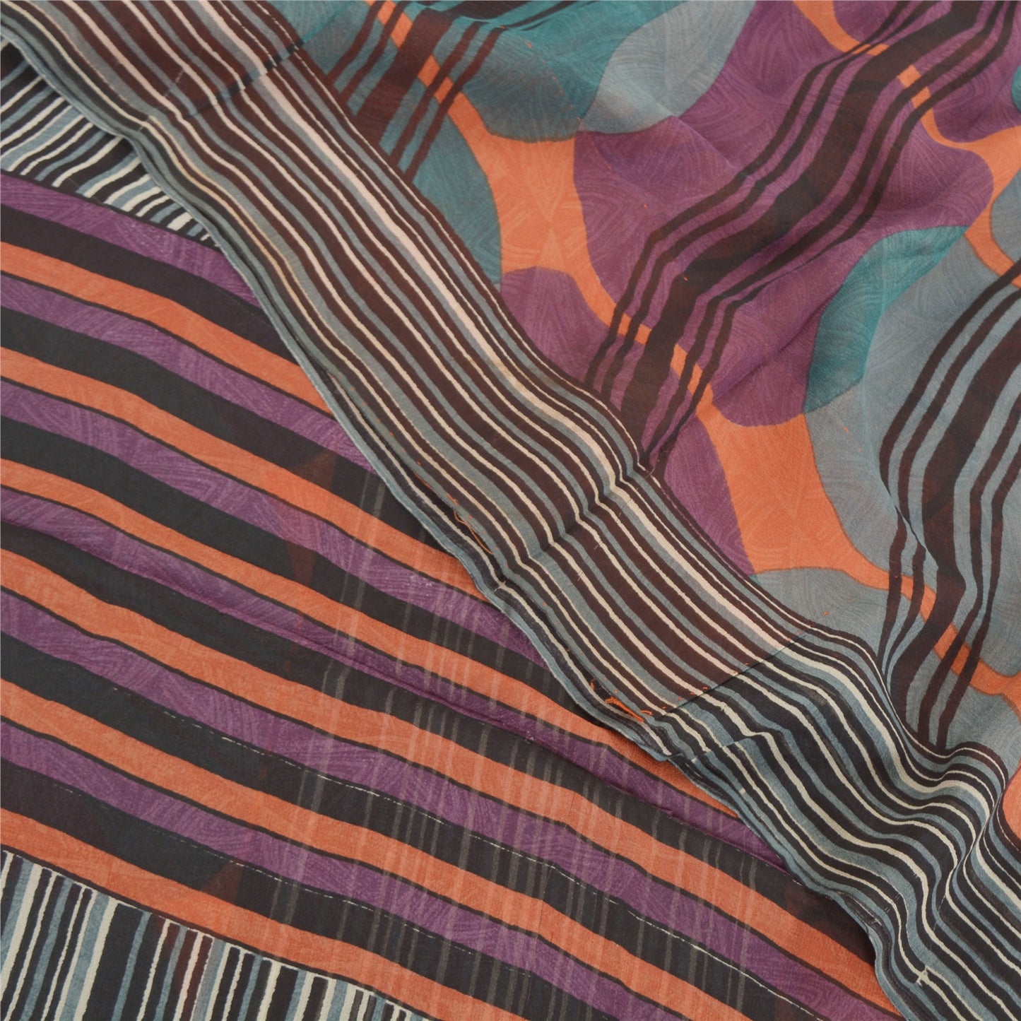 Sanskriti Vintage Sarees 100% Pure Georgette Silk Printed Sari Soft Craft Sustainable Fabric