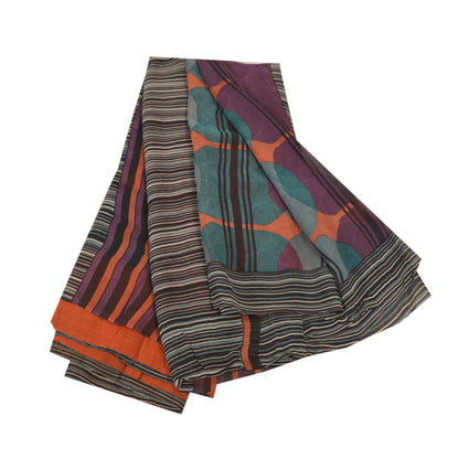 Sanskriti Vintage Sarees 100% Pure Georgette Silk Printed Sari Soft Craft Sustainable Fabric