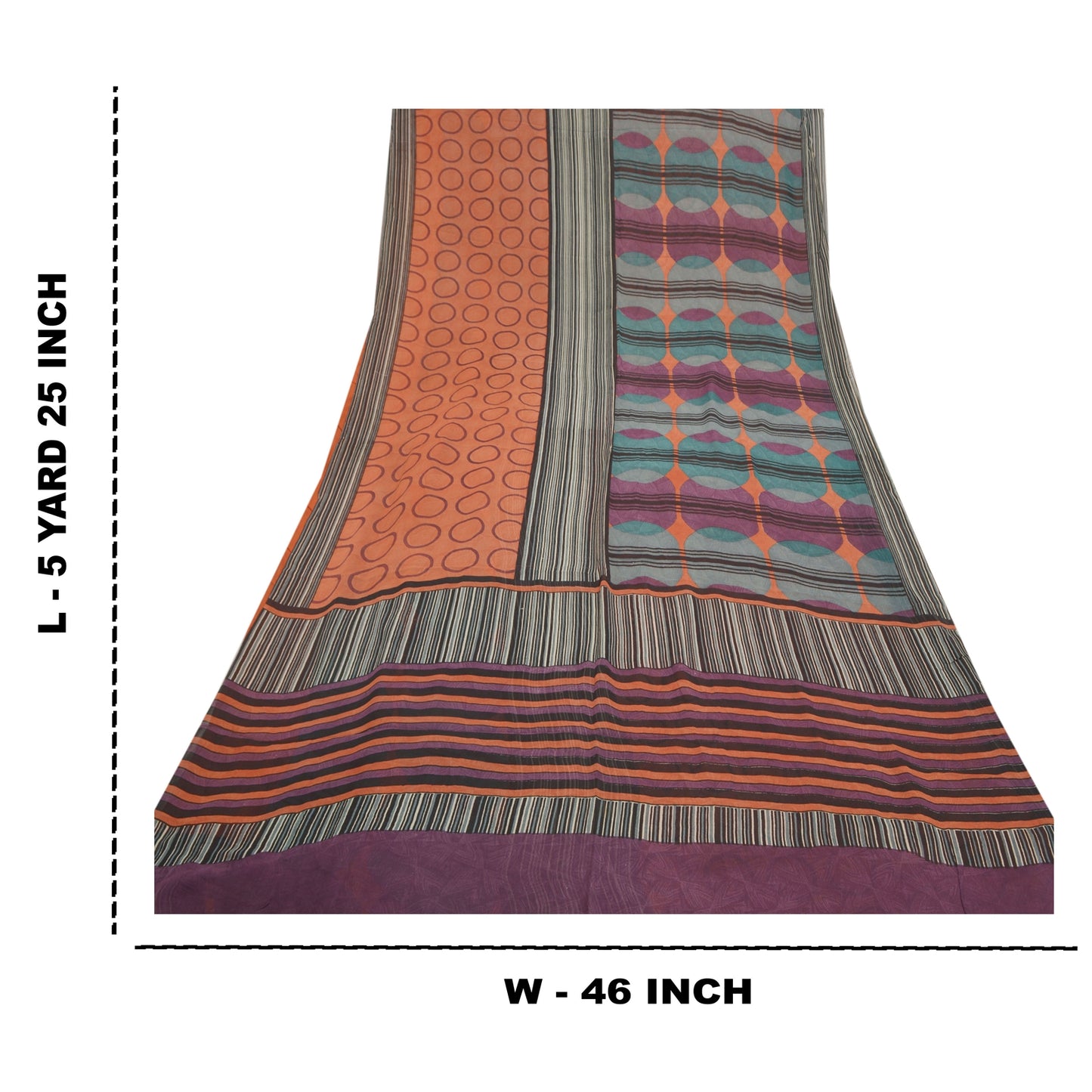 Sanskriti Vintage Sarees 100% Pure Georgette Silk Printed Sari Soft Craft Sustainable Fabric