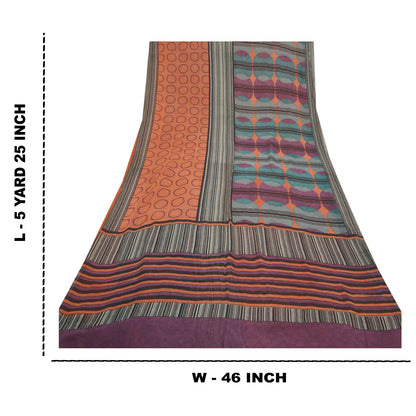Sanskriti Vintage Sarees 100% Pure Georgette Silk Printed Sari Soft Craft Sustainable Fabric