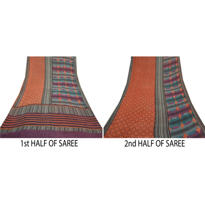 Sanskriti Vintage Sarees 100% Pure Georgette Silk Printed Sari Soft Craft Sustainable Fabric
