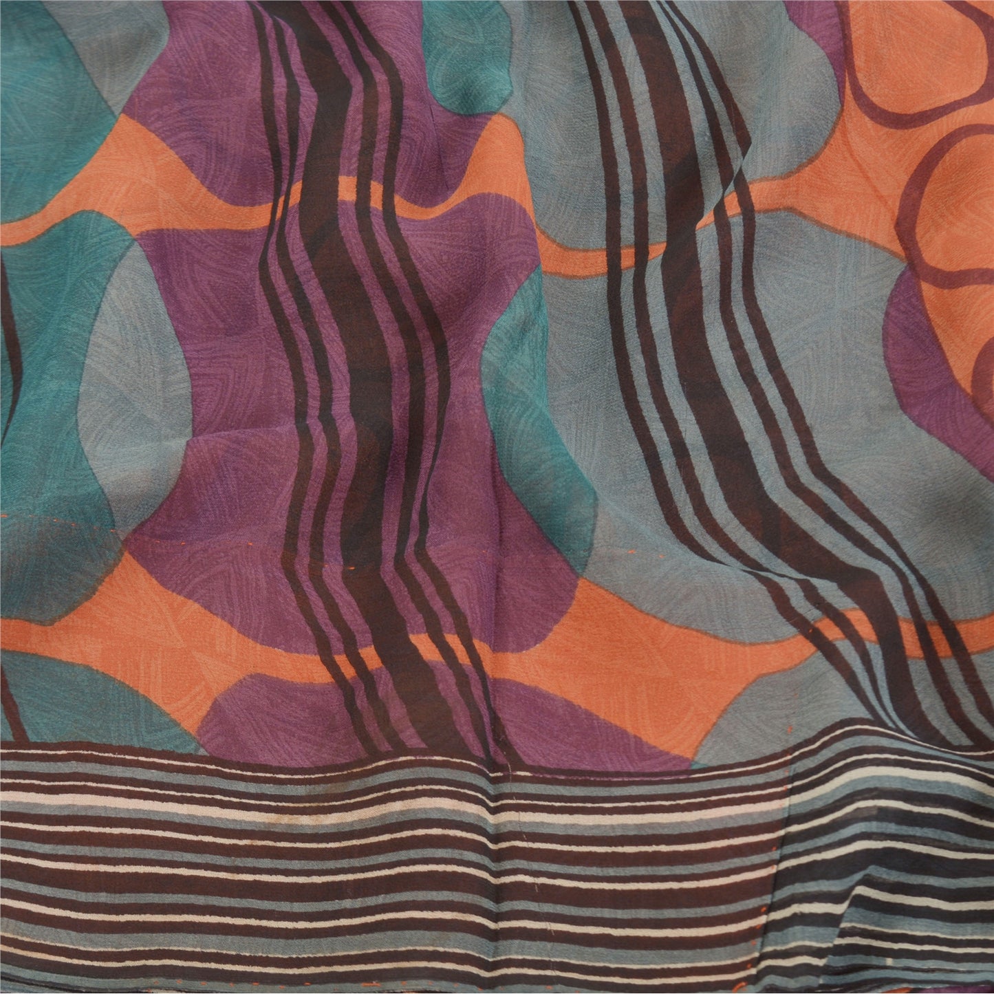 Sanskriti Vintage Sarees 100% Pure Georgette Silk Printed Sari Soft Craft Sustainable Fabric