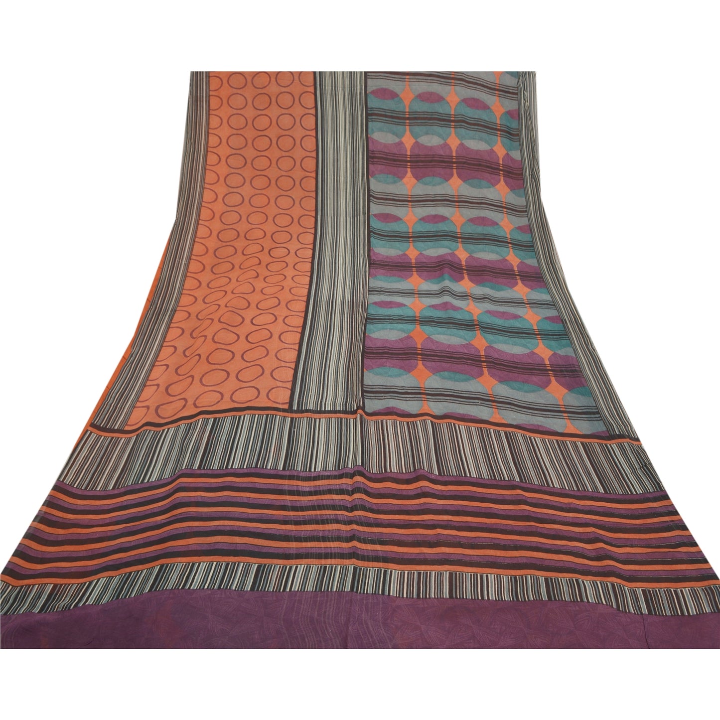 Sanskriti Vintage Sarees 100% Pure Georgette Silk Printed Sari Soft Craft Sustainable Fabric