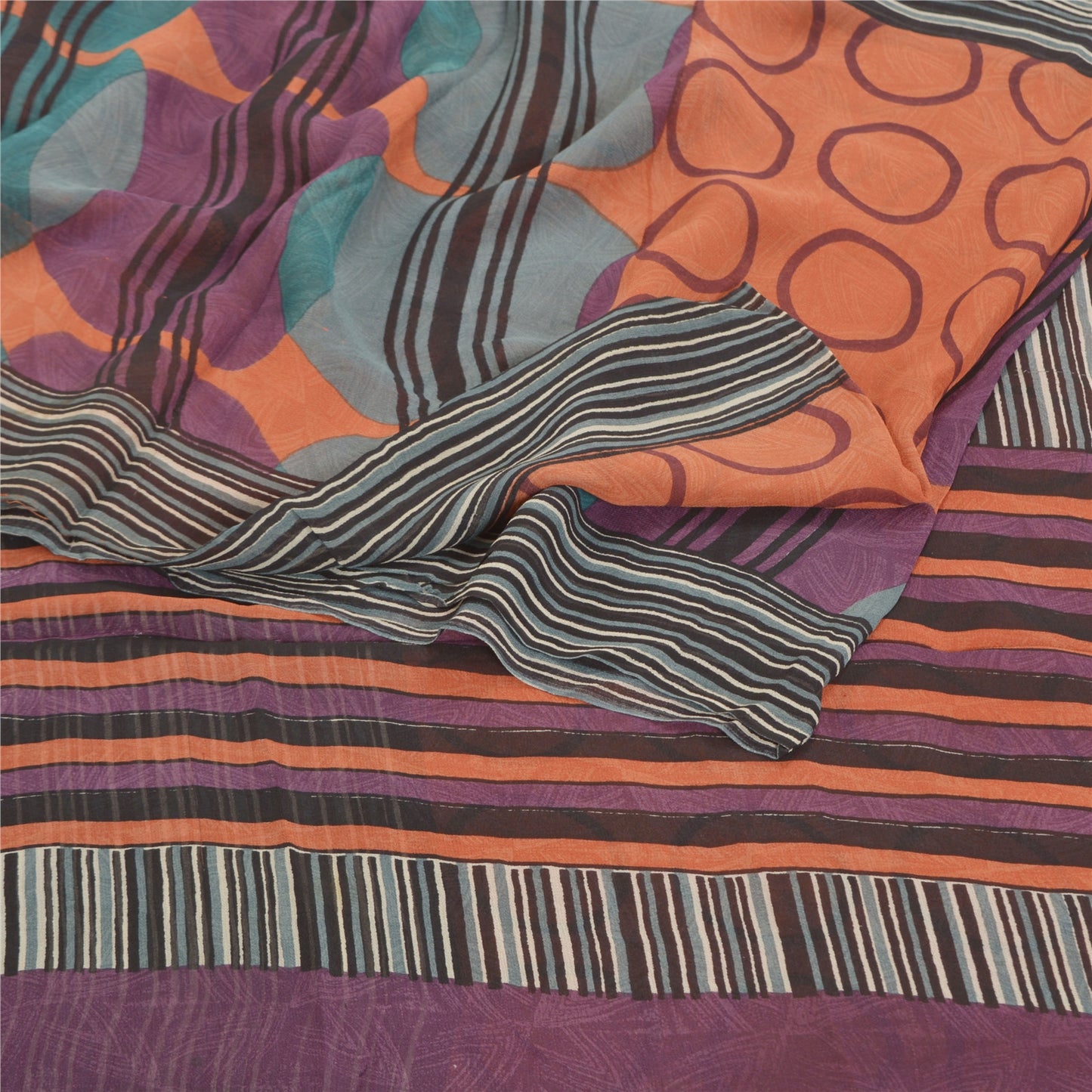 Sanskriti Vintage Sarees 100% Pure Georgette Silk Printed Sari Soft Craft Sustainable Fabric