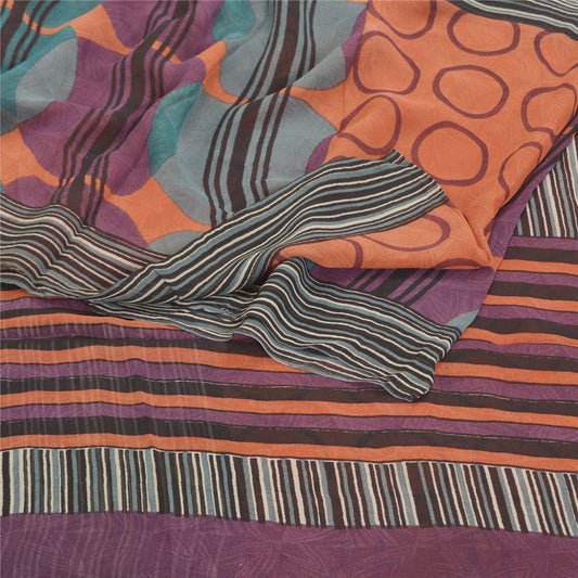 Sanskriti Vintage Sarees 100% Pure Georgette Silk Printed Sari Soft Craft Sustainable Fabric