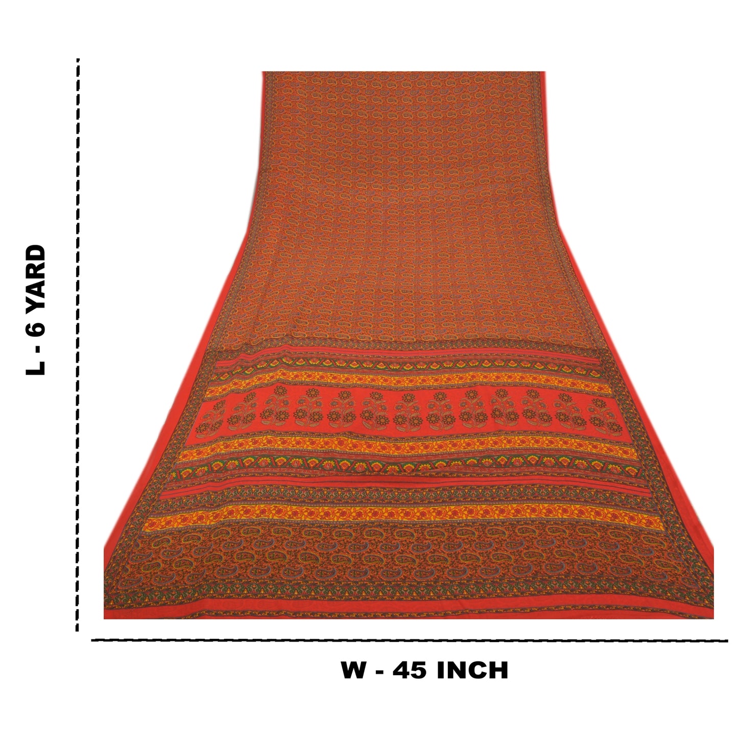 Sanskriti Vintage Røde Indiske Sarier Georgette Trykt Sari 5YD Håndværk Bæredygtigt Stoff