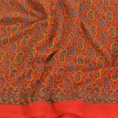 Sanskriti Vintage Røde Indiske Sarier Georgette Trykt Sari 5YD Håndværk Bæredygtigt Stoff
